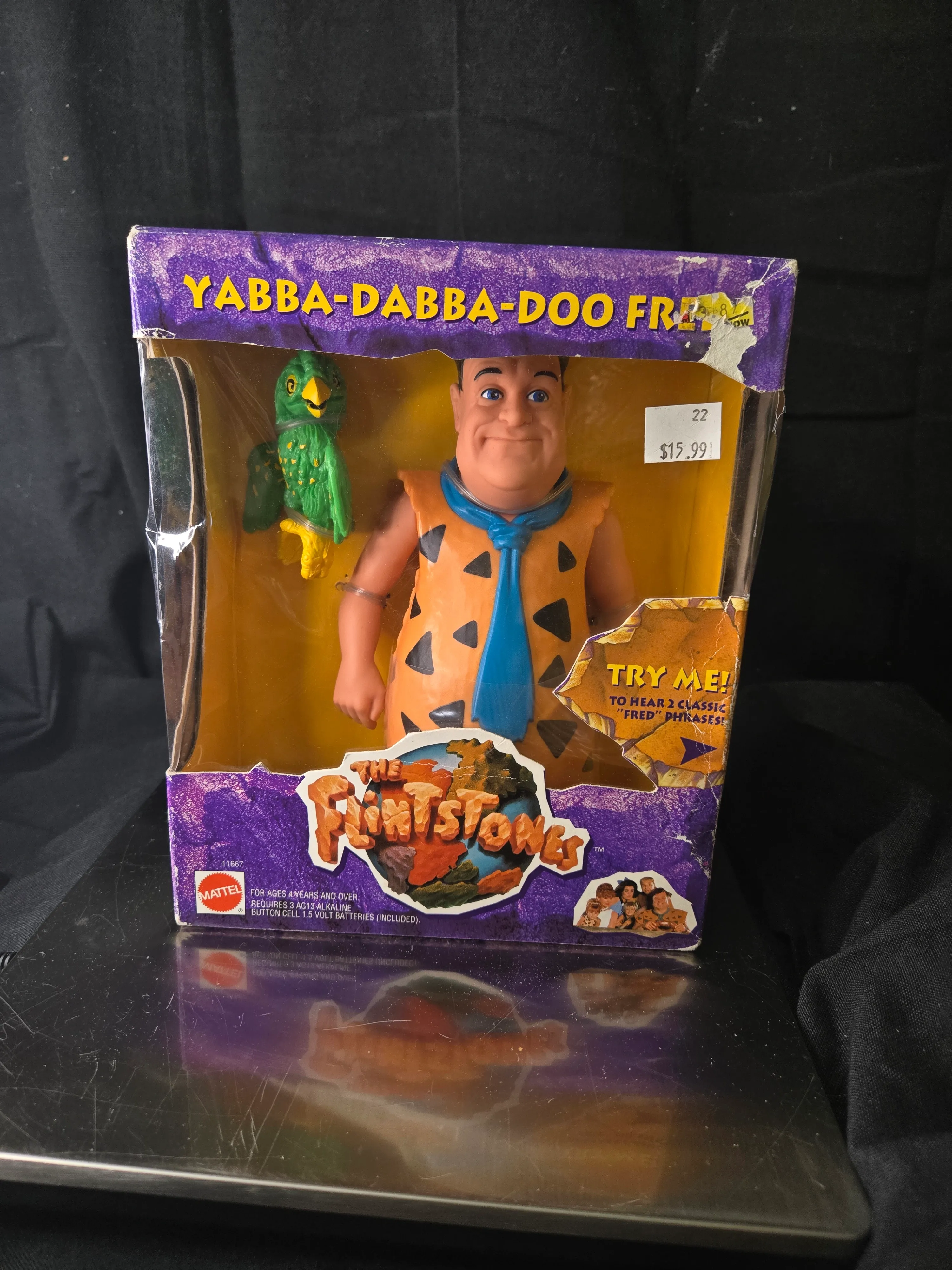 Vintage 1994 Mattel The Flintstones Yabba-Dabba-Doo Fred Talking Figure NIB